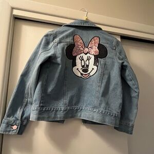 Girls’ Size 7/8 Denim Jean Jacket – Minnie Mouse Embellished, Like New